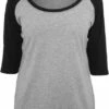 Urban Classics Ladies 3/4 Contrast Raglan Shirt -JEANS DIRECT Verkäufe 32883 TB733 grey black front Kopie