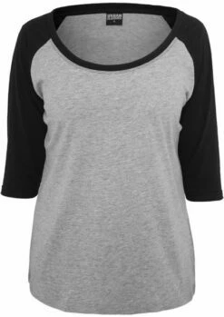 Urban Classics Ladies 3/4 Contrast Raglan Shirt -JEANS DIRECT Verkäufe 32883 TB733 grey black front Kopie 1 1