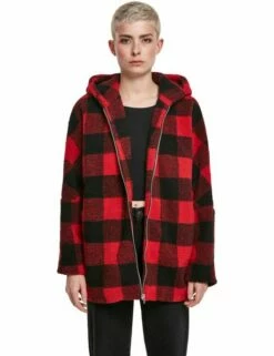 Urban Classics Ladies Hooded Oversized Check Sherpa Jacke -JEANS DIRECT Verkäufe 41326 TB3056 M11 01440 1