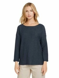 Tom Tailor Denim Damen Shirt Structure Striped 7/8 Arm -JEANS DIRECT Verkäufe 44226 Denim Tom Ta 109 28248 1023366 5 1