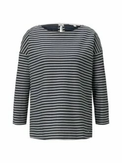 Tom Tailor Denim Damen Shirt Structure Striped 7/8 Arm