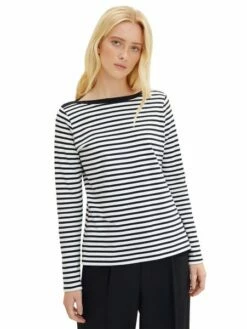 Tom Tailor Denim Damen Langarmshirt Interlock Contrast -JEANS DIRECT Verkäufe 44512 Denim Tom Ta 302 31641 1023950 4