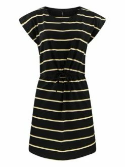 Only Damen Kleid ONLMAY S/S DRESS 2er Pack -JEANS DIRECT Verkäufe 45248 Only Kleid May 15247717 Black Double Camel schwarz braun wei gestreift front 1