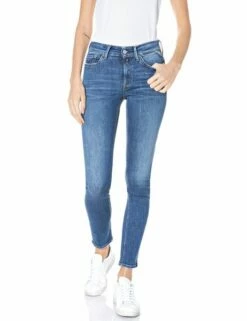 Replay Damen Jeans Luzien - Skinny Fit - Blau -Mid Blue -JEANS DIRECT Verkäufe 45345 Replay WHW689 000 69D 903 009 Front 1