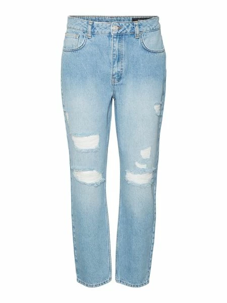 Noisy May Damen Jeans NMISABEL HW MOM DEST JEANS KI081LB - Straight Fit - Blau - Light Blue Denim 3 Noisy May Damen Jeans NMISABEL HW MOM DEST JEANS KI081LB - Straight Fit - Blau - Light Blue Denim