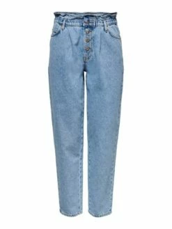 Only Damen Paperbag Jeans ONLCUBA LIFE HW SLOUCHY DNM DOT743 - Straight Fit - Blau - Light Blue Denim -JEANS DIRECT Verkäufe 45834 on 15231087 front