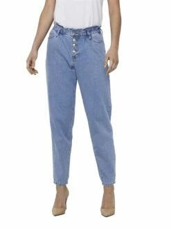 Only Damen Paperbag Jeans ONLCUBA LIFE HW SLOUCHY DNM DOT743 - Straight Fit - Blau - Light Blue Denim -JEANS DIRECT Verkäufe 45834 on 3624571 front1 1