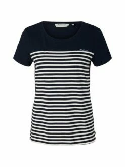 Tom Tailor Denim Damen T-Shirt RELAXED STRIPED - Relaxed Fit -JEANS DIRECT Verkäufe 46581 Denim Tom Ta 212 29133 1030477 1