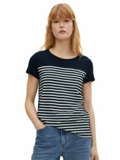 Tom Tailor Denim Damen T-Shirt RELAXED STRIPED - Relaxed Fit -JEANS DIRECT Verkäufe 46581 Denim Tom Ta 212 29133 1030477 2 1
