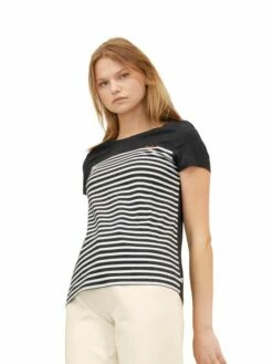Tom Tailor Denim Damen T-Shirt RELAXED STRIPED - Relaxed Fit -JEANS DIRECT Verkäufe 46581 Denim Tom Ta 212 30608 1030477 2