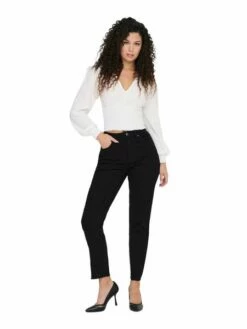 Only Damen Jeans ONLEMILY HW STR CRP ANK RAW MAE034 - Straight Fit - Schwarz - Black Denim 24 Only Damen Jeans ONLEMILY HW STR CRP ANK RAW MAE034 - Straight Fit - Schwarz - Black Denim -JEANS DIRECT Verkäufe 47215 on 3524890 frontfull 1