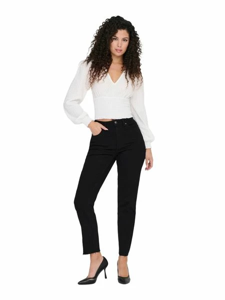 Only Damen Jeans ONLEMILY HW STR CRP ANK RAW MAE034 - Straight Fit - Schwarz - Black Denim 4 Only Damen Jeans ONLEMILY HW STR CRP ANK RAW MAE034 - Straight Fit - Schwarz - Black Denim – Bild 2