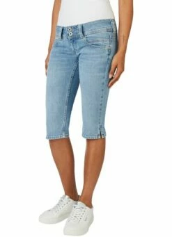 Pepe Jeans Damen Bermuda Short VENUS CROP - Regular Fit Blau - Light Blue Denim