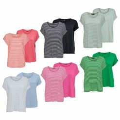 Only Damen O-Neck Top T-Shirt MOSTER 2er Pack Basic Kurzarm Rundhals Shirt