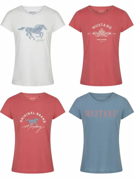 Mustang Damen T-Shirt 4er Pack Slim Fit S M L XL XXL 3 Mustang Damen T-Shirt 4er Pack Slim Fit S M L XL XXL