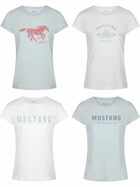 Mustang Damen T-Shirt 4er Pack Slim Fit S M L XL XXL 15 Mustang Damen T-Shirt 4er Pack Slim Fit S M L XL XXL – Bild 13
