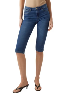 Vero Moda Damen Bermuda VMJUNE - Slim Fit - Blau, Schwarz