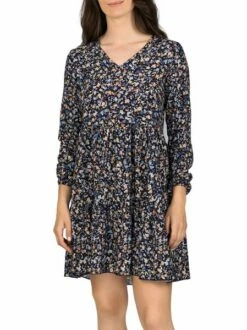 DENIMFY Damen Kleid DFIda -JEANS DIRECT Verkäufe 48851 01 DFYIda D70048F30418A2DY mille fleurs blue front1