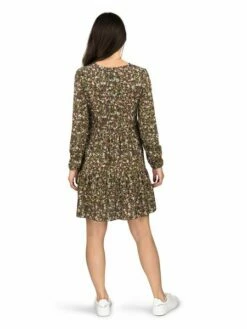 DENIMFY Damen Kleid DFIda -JEANS DIRECT Verkäufe 48851 03 DFYIda D70048F30418A1DY mille fleurs washed olive rueck