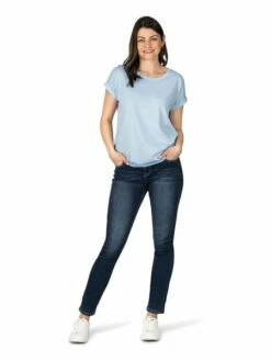 DENIMFY Tshirt Damen Baumwolle Regular Fit DFSophie -JEANS DIRECT Verkäufe 49395 02 DFSophie D12241Z02460ADY bright sky blue front2