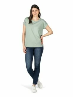 DENIMFY Tshirt Damen Baumwolle Regular Fit DFSophie -JEANS DIRECT Verkäufe 49395 02 DFSophie D12241Z02460ADY jadeite green front3