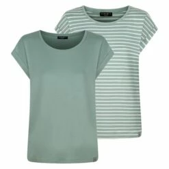 DENIMFY Tshirt Damen Baumwolle Regular Fit DFSophie 2er Pack Set -JEANS DIRECT Verkäufe 49396 01 DFSophie jadeite pack