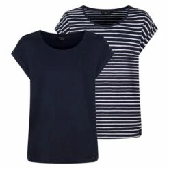 DENIMFY Tshirt Damen Baumwolle Regular Fit DFSophie 2er Pack Set -JEANS DIRECT Verkäufe 49396 01 DFSophie navy pack