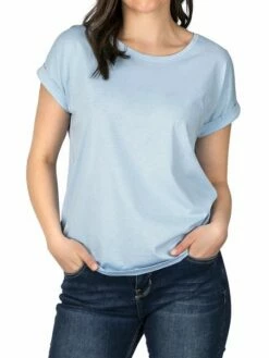 DENIMFY Tshirt Damen Baumwolle Regular Fit DFSophie 2er Pack Set -JEANS DIRECT Verkäufe 49396 02 DFSophie D12241Z02460ADY bright sky blue front 2