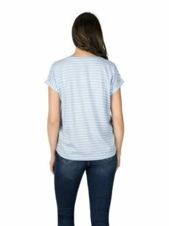 DENIMFY Tshirt Damen Baumwolle Regular Fit DFSophie 2er Pack Set -JEANS DIRECT Verkäufe 49396 07 DFSophie D12241Z02460ADY stripes bright sky blue white back