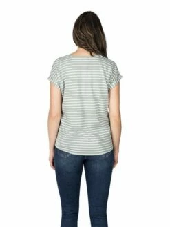 DENIMFY Tshirt Damen Baumwolle Regular Fit DFSophie 2er Pack Set -JEANS DIRECT Verkäufe 49396 07 DFSophie D12241Z02460ADY stripes jadeite green white back