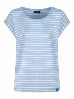 DENIMFY Tshirt Damen Baumwolle Regular Fit DFSophie 2er Pack Set -JEANS DIRECT Verkäufe 49396 08 DFSophie D12241Z02460ADY Stripes Bright Sky Blue Front
