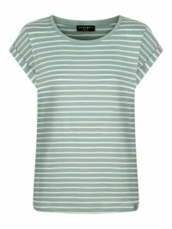 DENIMFY Tshirt Damen Baumwolle Regular Fit DFSophie 2er Pack Set -JEANS DIRECT Verkäufe 49396 08 DFSophie D12241Z02460ADY stripes jadeite green white Front
