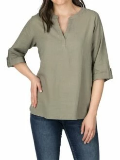 DENIMFY Leinenbluse Damen Regular Fit DFSara 30 DENIMFY Leinenbluse Damen Regular Fit DFSara -JEANS DIRECT Verkäufe 49403 01 DFSara D62790M11117ADY washed olive front 2