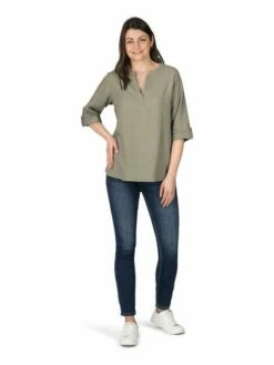 DENIMFY Leinenbluse Damen Regular Fit DFSara 33 DENIMFY Leinenbluse Damen Regular Fit DFSara -JEANS DIRECT Verkäufe 49403 04 DFSara D62790M11117ADY washed olive front3